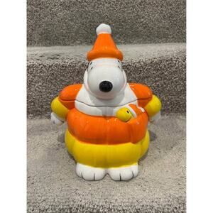 BRAND NEW Peanuts Snoopy Candy Corn Puffer Cookie Jar